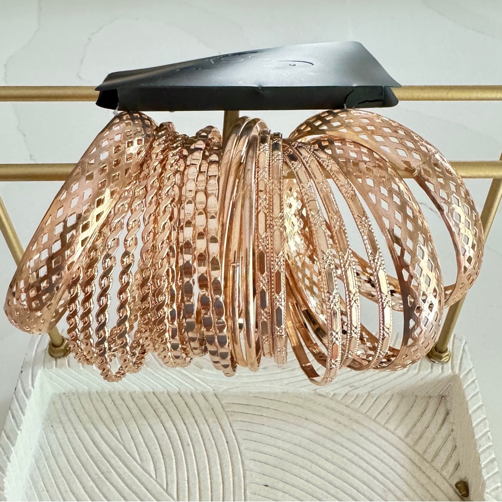51 pcs Rose Gold Bangle Bracelet Set Bundle - Picture 4 of 9